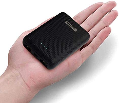 QueenAcc Mini Portable Power Banks 10000mAh Ultra Compact Smallest and Lightest Portable Charger with Dual USB Output High Capacity External Battery Pack Compatible with Most Smart Phones. (Black)