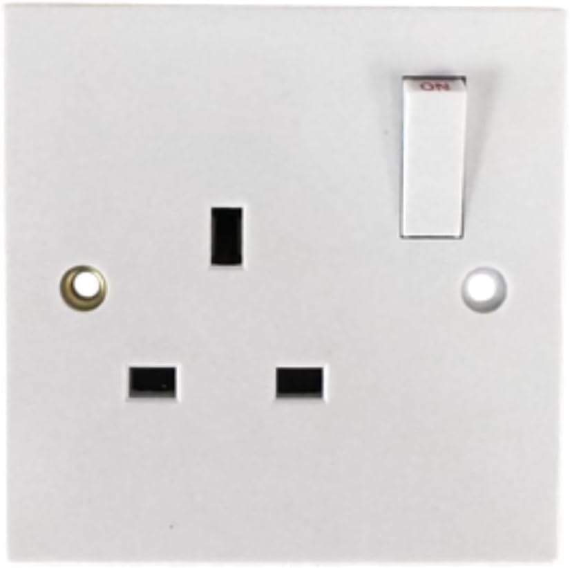 eMarkooz Single Switched Socket Wall 1 Gang Plug BS1363 13 Amp White