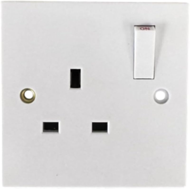 eMarkooz Single Switched Socket Wall 1 Gang Plug BS1363 13 Amp White