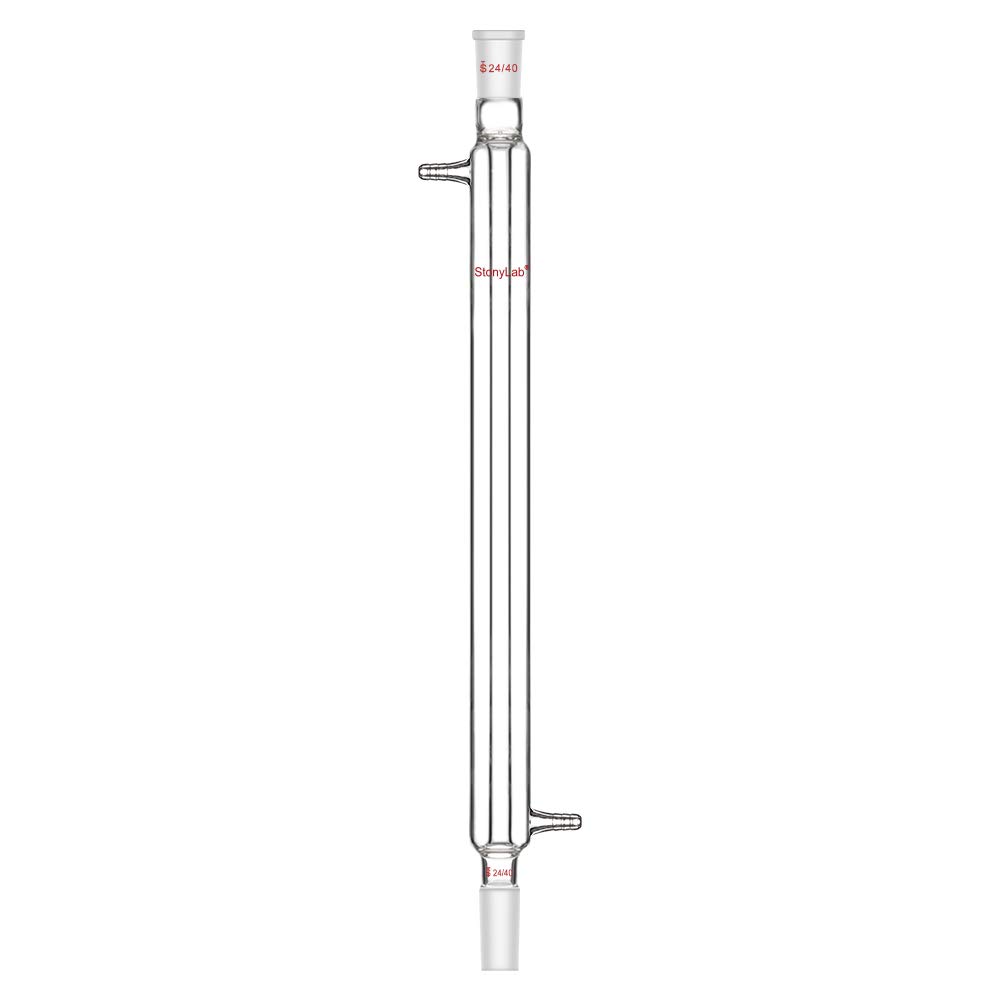 StonyLab Borosilicate Glass Liebig Condenser with 24/40 Joint 400 mm Jacket Length Lab Glass Condenser
