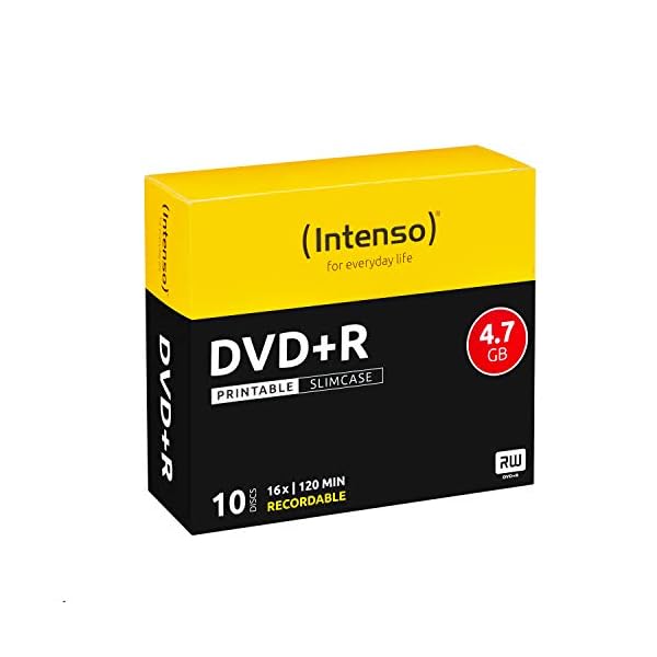 Intenso 4811652 DVD+R Rohlinge, Printable, 4,7GB, 16x Speed, 10er Slim Case