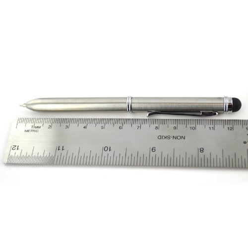 Chrome Multi-function Executive Stylus Pen 2-in-1 Combo; Dual purpose Capacitive Stylus and Ballpoint Pen, Sleek Brushed Chrome Finish with Gold Accents, 2 ink colors in one (blue/black and red), for all iPhone, iPad, Smartphone, Tablet, Touchscreen (Chro - Thumbnail 5