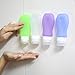 Kitdine Squeezable & Refillable Silicone Travel Bottles Containers - For Shampoo, Conditioner, Lotion, Toiletries - 4 Pack (3OZ, Blue + Purple + Green + White)