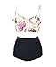 Ruffled Vintage High Waist Bikini Set Strappy Floral Black Pin Up Swimsuit FTBB5