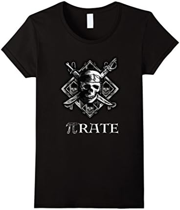Womens PI rate / Pirate Funny T-Shirt Cool Math Geek Nerd Gift Medium Black