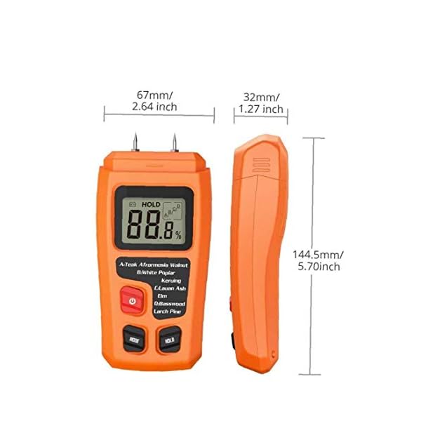 ZJ LIUJING Holz-Feuchtigkeitsmessgerät, LCD-Display, 0–99,9 %, zwei Laser, Messgerät, digitaler Feuchtigkeitstester… – Bild 3