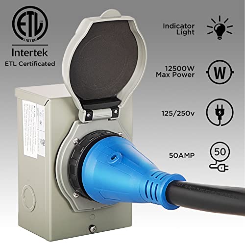 50 Amp Generator Cord and Power Inlet Box,50 Amp Generator Cords 25FT