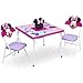 Delta Children 4-Piece Kids Furniture Set (Storage Table with 2 Chairs & Fabric Toy Box) - Ideal for Arts & Crafts, Snack Time, Homeschooling, Homework & More, Disney Minnie Mouse