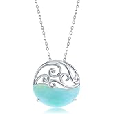 Beaux Bijoux Natural Larimar Necklace for Women - Sailboat, Crab, Seahorse, Beach Necklaces for Women - Larimar Gemstone Pendants Necklaces - Gifts for Women