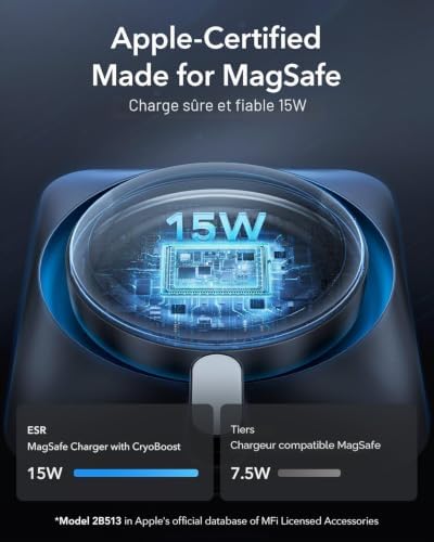 15W Magsafe Chargeur Voiture avec CryoBoost, Conçu pour Apple–Certifié