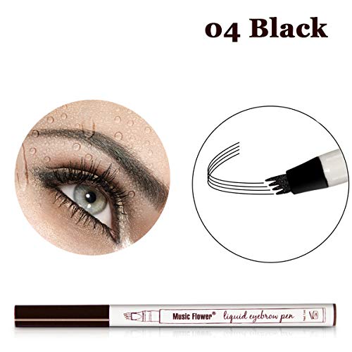 Vanelc Eyebrow Tattoo Pen Microblading Eyebrow Pencil Tattoo Brow Ink Pen a Micro-Fork Tip,Long Lasting,Smudge-Proof Natural Hair-Like Defined Brows and Stays on All Day (Black) (Best Eyebrow Pencil For Black Eyebrows)