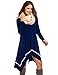 Meaneor Casual Dress for Women, Womens Long Sleeve Casual Irregular Hem Loose Tunic Shirt Dress for Her(Navy Blue,XXL)