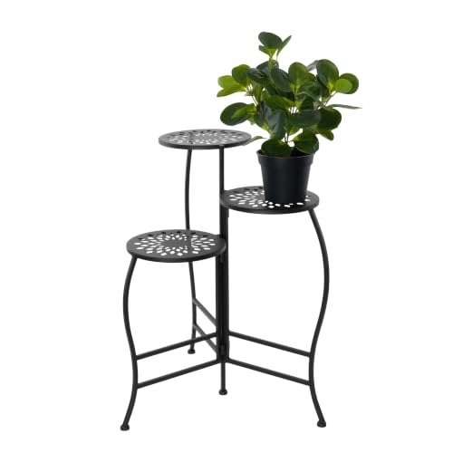 Deco 79 Metal Floral Indoor Outdoor Plantstand Indoor Outdoor 3 Tier Plant Shel…