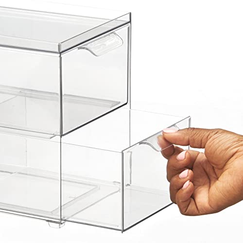 mDesign Stackable Storage Containers Box with 2 PullOut Drawers
