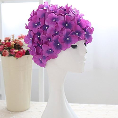 UNAKIM--Vintage Floral Ladies Woman Swim Cap Petal Retro Swimming Hat Flower Bathing Cap