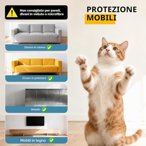 Cat Scratches Sofa Protector, 40 x 800 cm Scratch-Resistant Cat Sofa Protector for Cat, Sofa Protector for Sofas, PVC Anti-Scratch Protector, Protector for Sofa Door and Furniture