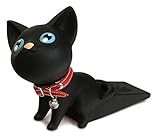 Bamboo's Grocery Cute Cat Door Stopper, Works on All Surfaces, Non Scratching, Strong Grip (Black)
