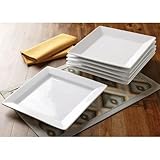 Better Homes and Gardens Set of 6 White Square Porcelain Dinner Plates