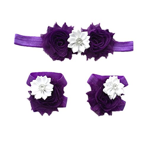 Ld dress new baby elastic headband and foot flower (23)…