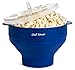 Chef Rimer Microwave Popcorn Popper Sturdy Convenient Handles Healthy No Oil Silicone Blue Collapsible Hot Air Movie Theater Aroma Great Popcorn Maker Machine Bowl.BPA PVC Free With Lid