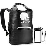 22L Waterproof Backpack Dry Bag, Hallomall Heavy Duty Double Strap Sack with Side Mesh/ Zipper Pocket and Phone Case, Drybag for Swimming, Boating, Sailing, Kayaking, Snowboarding