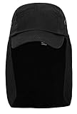 AshopZ Ear Flap Caps Sun Protection Outdoor Neck Shade Hat Black