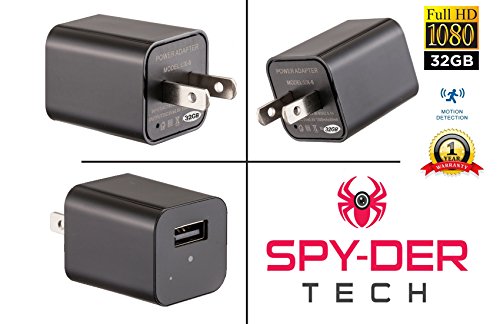 Click Here to See More Images Hidden Spy Camera | Nanny Cam | USB Wall Charger | 32GB Internal Memory | IPhone Android | Motion Detection | 1080P HD Spy Der Tech