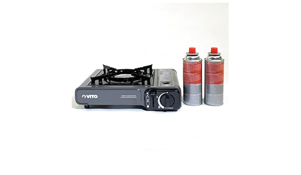 Horno de gas portátil (encendido tipo piezo) + 4 cartuchos de gas ...