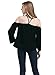 WLLW Women Chiffon Off Shoulder Long Sleeve Halter Neck Shirt Blouse Tops,Black,US M