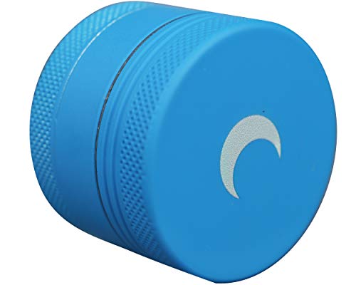 Soft to The Touch 1.5 inch Best Herb Grinder - Premium 3 Piece Mini Metal Spice Grinder Blue with Silver Moon, Easy to Carry - Upgraded Version
