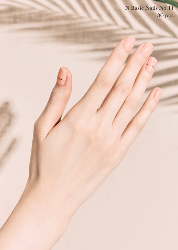 ohora Semi Cured Gel Nail Strips (N Basic Nails no.11) - Nude, Solid, Works with Any UV/LED Lamps, Salon-Quality, Long Lasting, Easy to Apply & Remove - Includes 2 Prep Pads, Nail File & Wooden Stick - Image 4