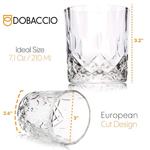 Whiskey Glasses, Scotch Bourbon Drinking Cups, Old Fashioned Crystal Clear Gift Set of 4 - Thumbnail 4