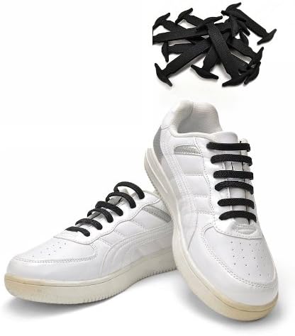Koollaces No Tie Silicone Shoelaces.hook Style Black Color,8pcs X 2set