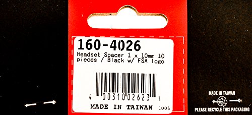 FSA Bag of 10 1"x10mm Headset Spacers Black Alloy with Logo