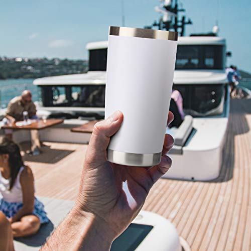 Civago 20oz Tumbler Stainless Steel Coffee Tumbler Double Wall Vacuum Insulated Travel Mug with Lid and Straw (White, 1 Pack)