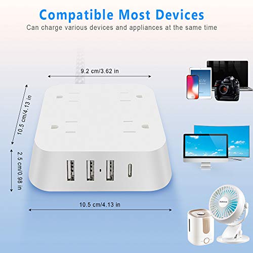 Power Strip with 4 USB Ports, BOPUROY 4 Outlet Surge Protector