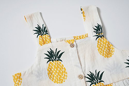 Peony Baby Toddler Girls Dresses Summer Sundress Pineapple Prints Organic 18m-6T (2-3Year(3T), Yellow) - Thumbnail 2