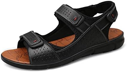 GYYFC Men's British Style Leisure Sandals Hollow Velcro Non-Slip Open Toe Shoes Outdoor Lightweight Breathable Beach Slippers