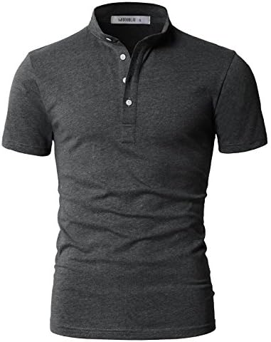 DANDYCLO Men's Henley Neck Casual Short Sleeve Polo Button T-Shirt