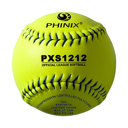 PHINIX 12 inch Practice Softball Official Size and Weight Professional