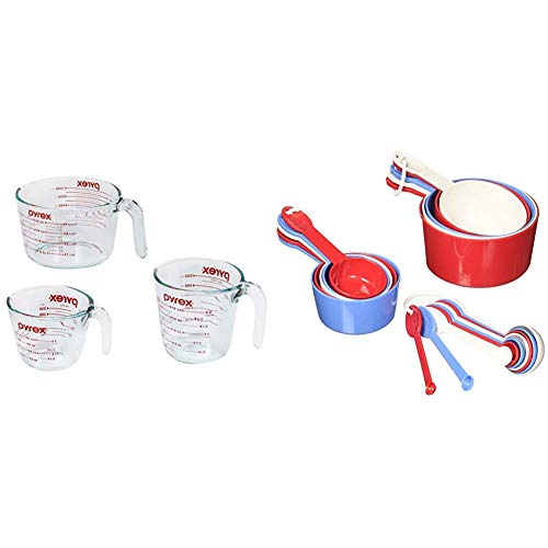 Pyrex Glass Measuring Cup Set (3Piece, Microwave and Oven Safe),Clear