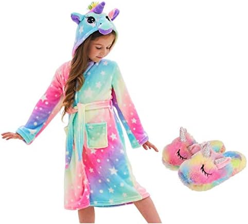 Smooth Unicorn Hooded Gown with Matching Slippers for Women