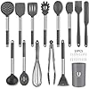 Uarter Kitchen Utensil Set 24pcs Silicone Cooking Utensils for Cooking and Baking, Heat Resistant and Nonstick Spoon, Turners, Tongs, Whisk, Potato Masher, 10pcs Hooks Kitchen Tool Gadgets (Gray)