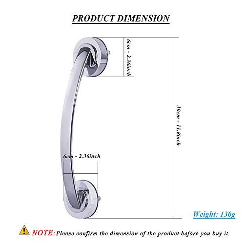 Shower Grab Bar Bathroom Handle Grip Bar Rail Strong Suction Cup Anti-Slip Bath Safety Handrail for Shower Room Bath - Chrome