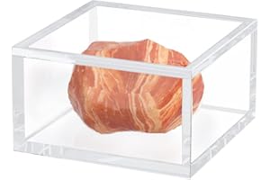 AITEE Acrylic Box with Lid, Clear Cube Display Case, Multi-Purpose Box Square Container for Holding Staples, Highlighters, Adhesive Tape, Paper Clips, Stamps, Display in Office or Home (Medium)