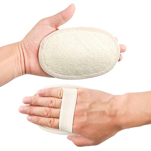 10 Packs Exfoliating Loofah Sponge Pads,Large 4x5.7-100% Natural Luffa and Terry Cloth Materials,Loofa Sponge Scrubber Body Glove Close Skin for Men and Women,Perfect for Bath Spa and Shower (10 pack)