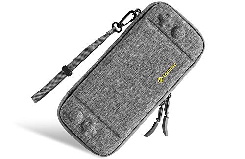 tomtoc Ultra Slim Carrying Case Fit for Nintendo Switch, Original Patent Portable Hard Shell Travel Case Pouch Protective Cover, 10 Game Cartridges, Military Level Protection, Gray