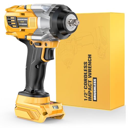 Photo 1 of Impact Wrench for DeWalt 20V MAX Battery: 1/2 Inch Hog Ring Impact Driver High Torque - 1360N.m/1000Ft-lbs Cordless Impact Gun - Brushless Motor with LED Light And Blet Clip - Tool Only