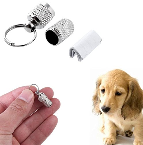 OOEOO Pet ID Tags, Dog Cat Address Label Barrel Storage Tube Silver Identification Card - Thumbnail 5