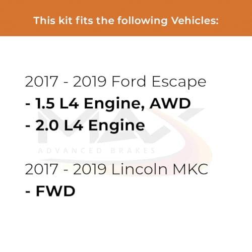 MAX Advanced Brakes - Brake Kit For 2017-2019 Ford Escape (1.5 L4 w/AWD, 2.0 L4 Engine), 2017-2019 Lincoln MKC| Carbon Ceramic Brake and Rotor Kit Front and Rear| OE Replacement Brake Rotors